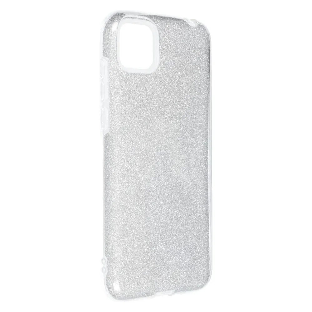 König Design Handyhülle für Huawei Y5p Schutzcase Cover Bumper Schale Glitzer Rahmen Silber