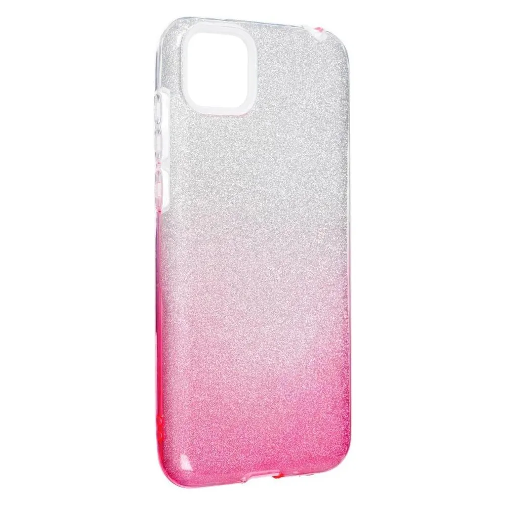 König Design Handyhülle für Huawei Y5p Schutzcase Cover Bumper Schale Glitzer Rahmen Pink Neu (Huawei Y5p)