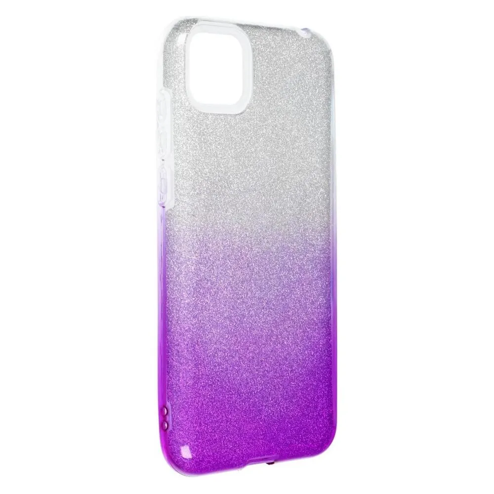 König Design Handyhülle für Huawei Y5p Schutzcase Cover Bumper Schale Glitzer Rahmen Violett