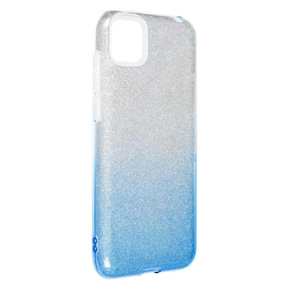 König Design Handyhülle für Huawei Y5p Schutzcase Cover Bumper Schale Glitzer Rahmen Blau Neu