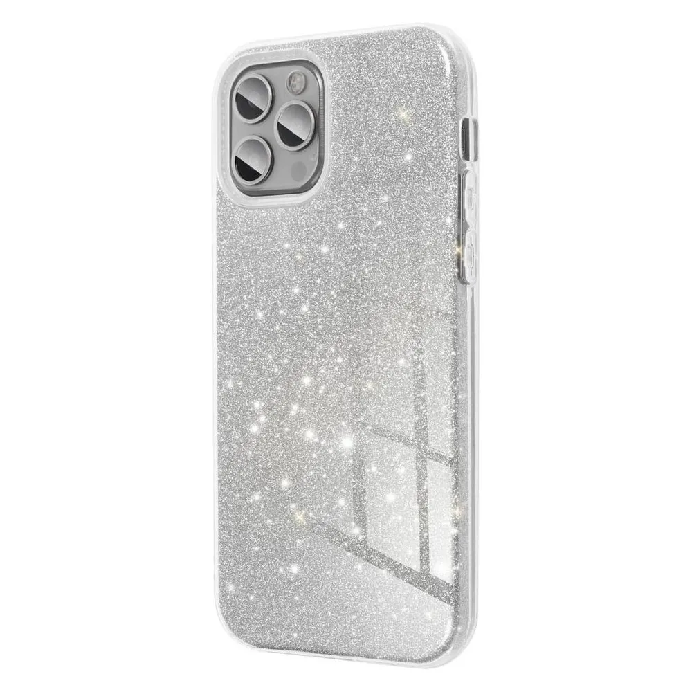 König Design Handyhülle für Samsung Galaxy A72 Schutzcase Cover Bumper Schale Glitzer Silber
