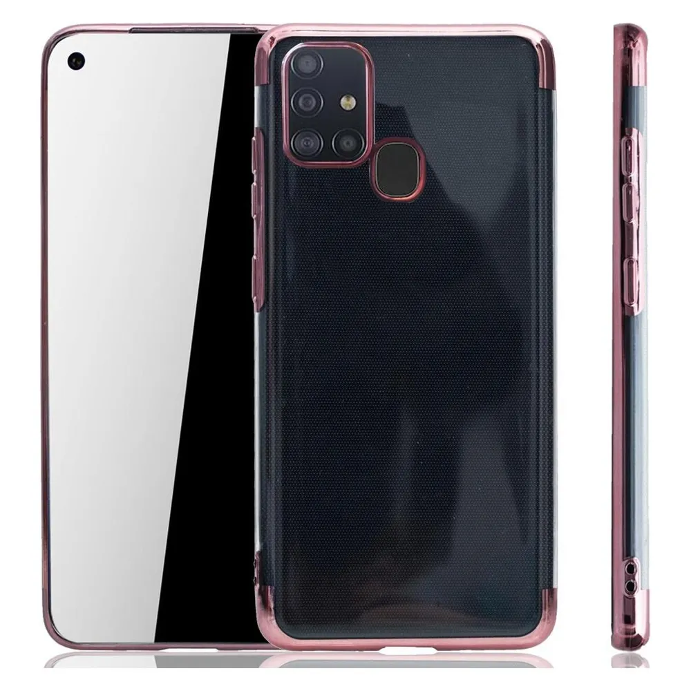 König Design Handyhülle für Samsung Galaxy A21s Case Cover Schutz Tasche Schutzhülle Pink Neu