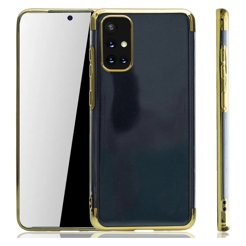 König Design Handyhülle für Samsung Galaxy A71 Schutzcase Backcover Bumper Etuis Rahmen Gold (Samsung Galaxy A71)