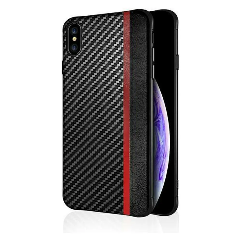 König Design Handyhülle für Samsung Galaxy M21 Case Cover Schale Carbon Optik Bumper Schwarz