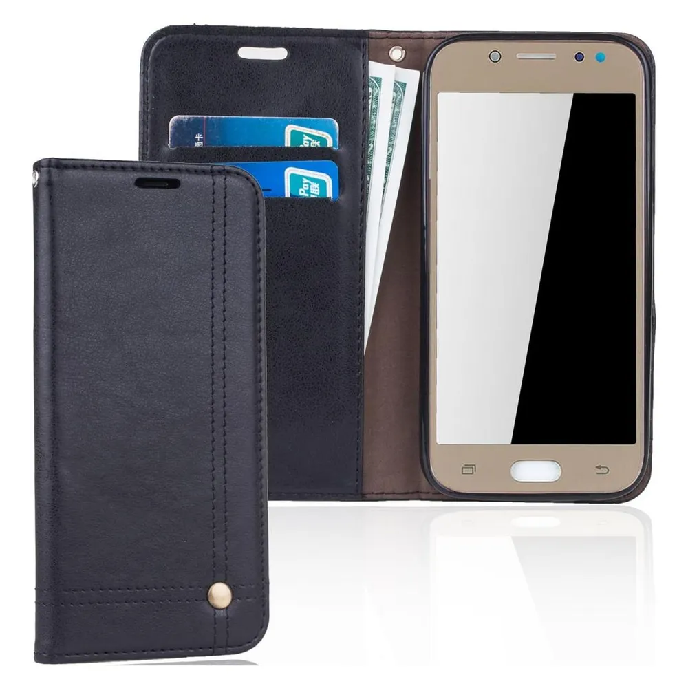 König Design Handyhülle für Samsung Galaxy J5 (2017) Schutztasche Wallet Cover Case Schwarz (Samsung Galaxy J5 (2017))