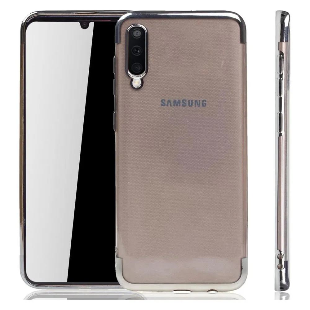 König Design Handyhülle für Samsung Galaxy A50 Schutzcase Backcover Bumper Etuis Case Silber