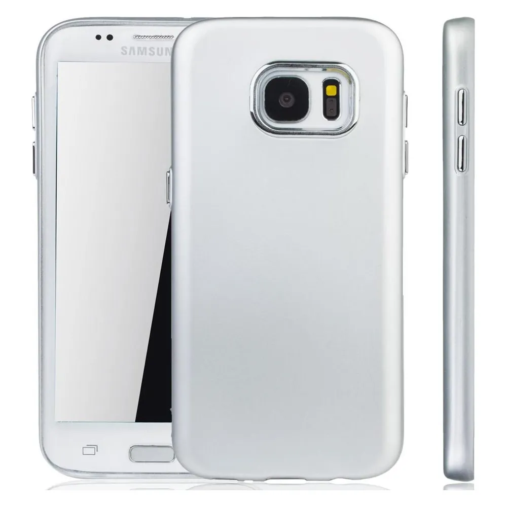 König Design Handyhülle für Samsung Galaxy S7 Edge Schutzcase Backcover Bumper Etuis Silber (Samsung Galaxy S7 Edge)