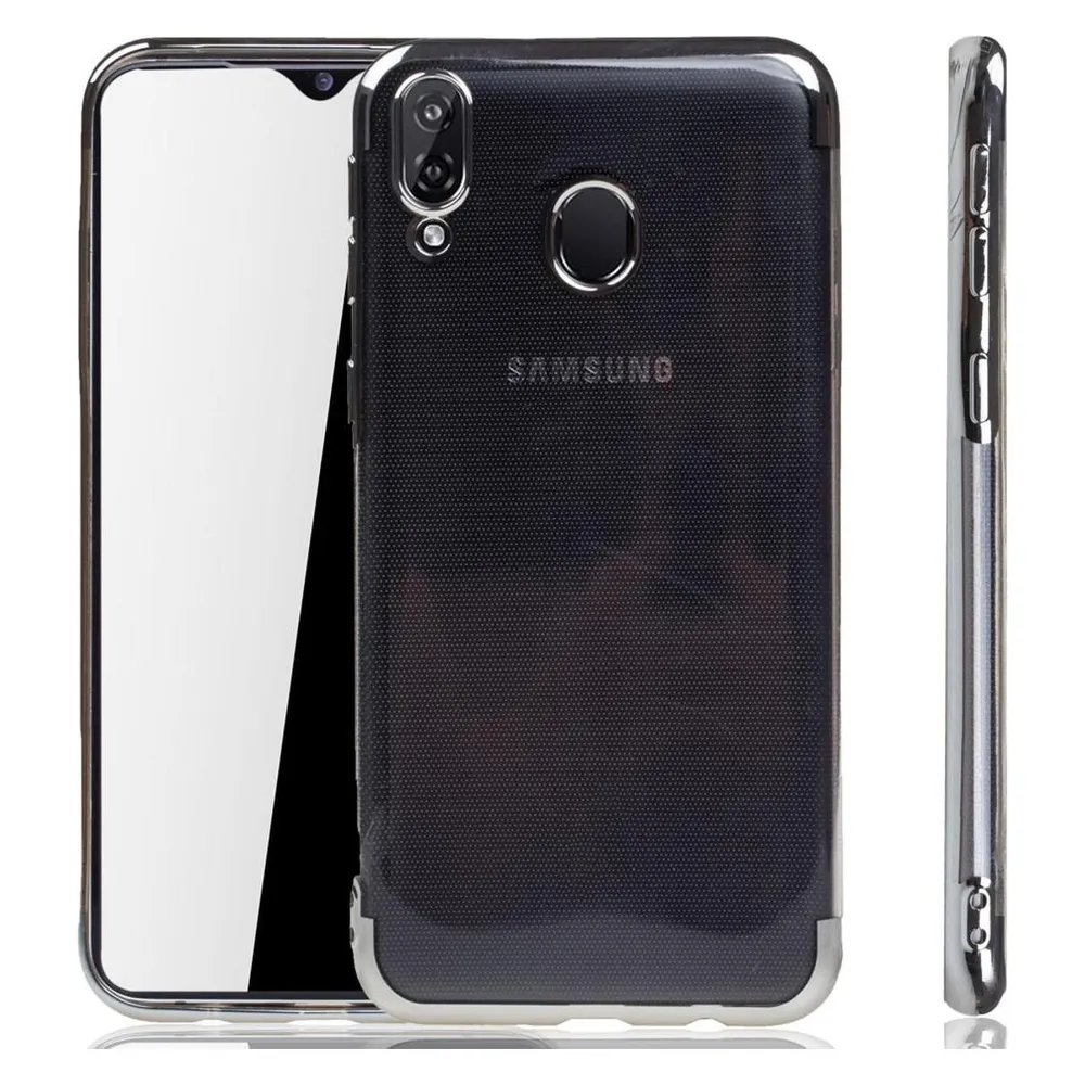 König Design Handyhülle für Samsung Galaxy M20 Schutzcase Backcover Bumper Etuis Case Silber