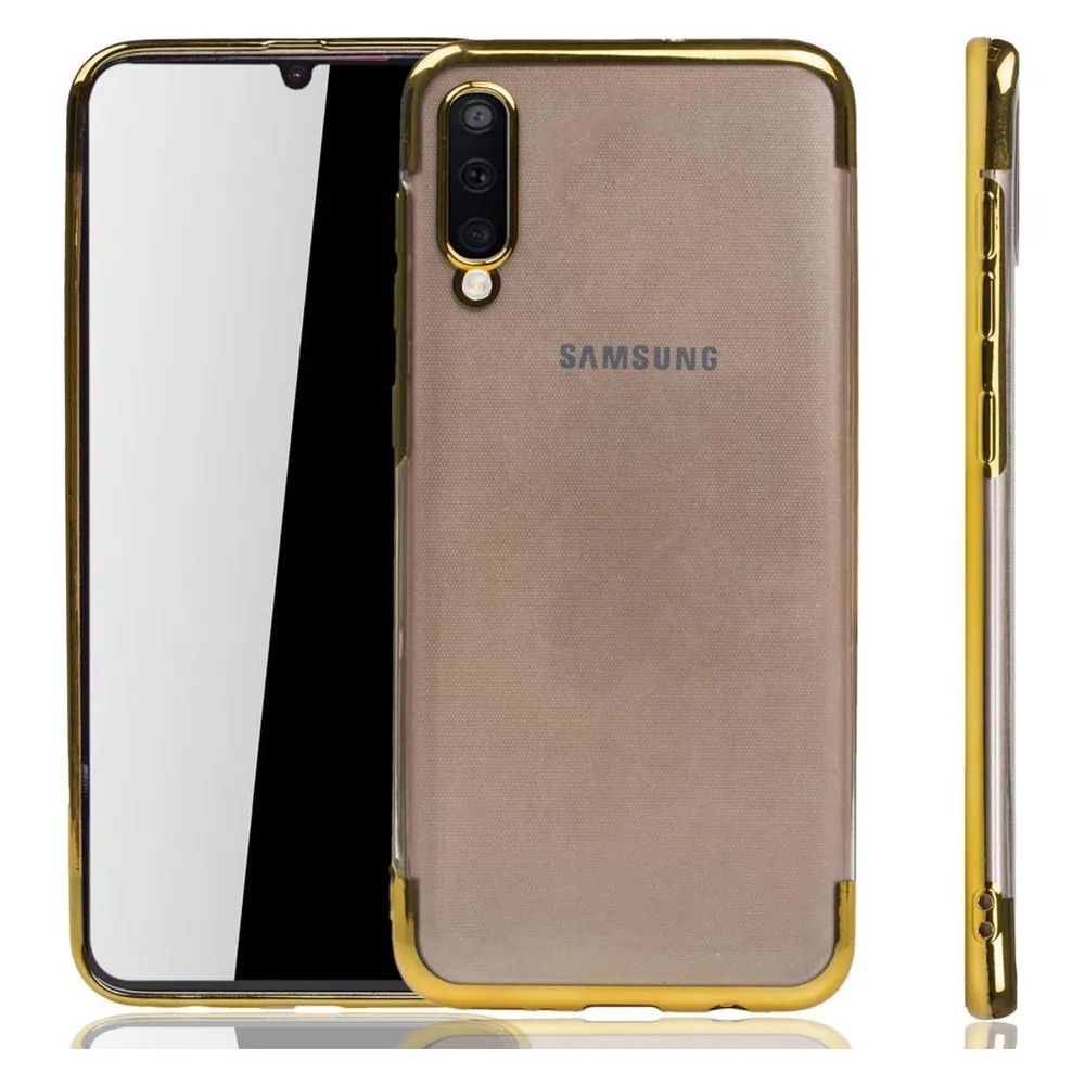 König Design Handyhülle für Samsung Galaxy A50 Schutzcase Backcover Bumper Etuis Rahmen Gold