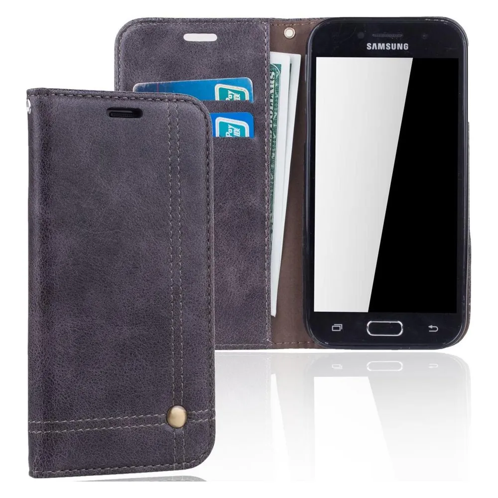 König Design Handyhülle für Samsung Galaxy A5 (2017) Schutztasche Wallet Cover 360 Case Grau (Samsung Galaxy A5 (2017))