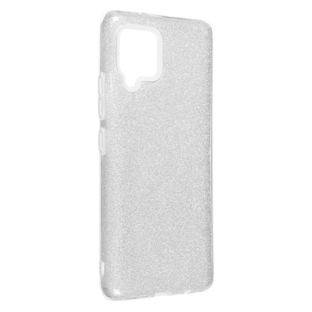 König Design Handyhülle für Samsung Galaxy A42 5G Schutzcase Cover Bumper Etui Glitzer Silber
