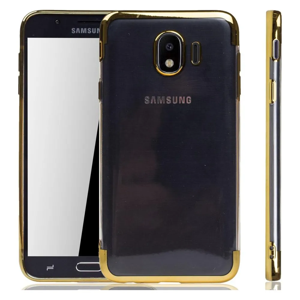 König Design Handyhülle für Samsung Galaxy J4 Schutzcase Backcover Bumper Etuis Rahmen Gold