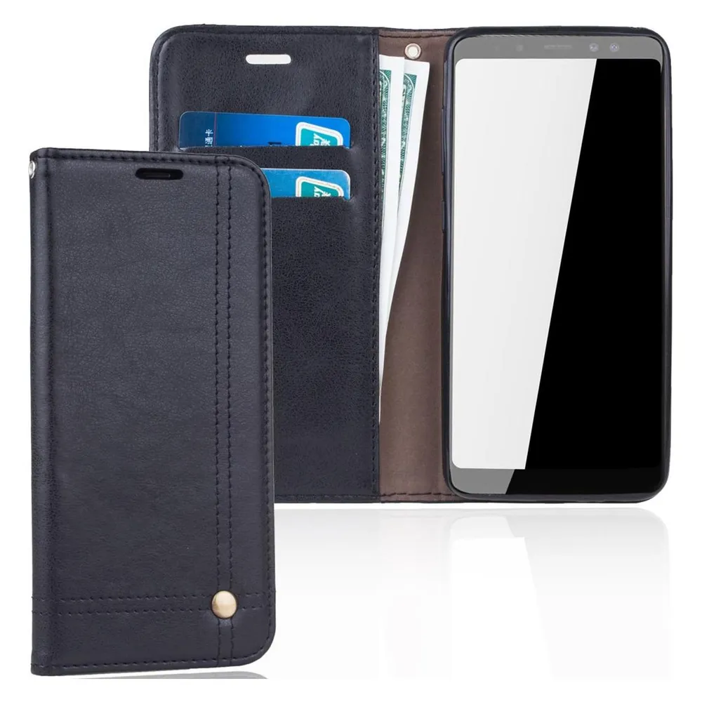 König Design Handyhülle für Samsung Galaxy A8 (2018) Schutztasche Wallet Cover Case Schwarz (Samsung Galaxy A8 (2018))