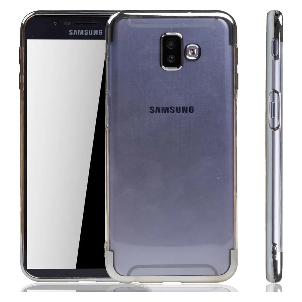 König Design Handyhülle für Samsung Galaxy J6 Plus Schutzcase Backcover Bumper Etuis Silber