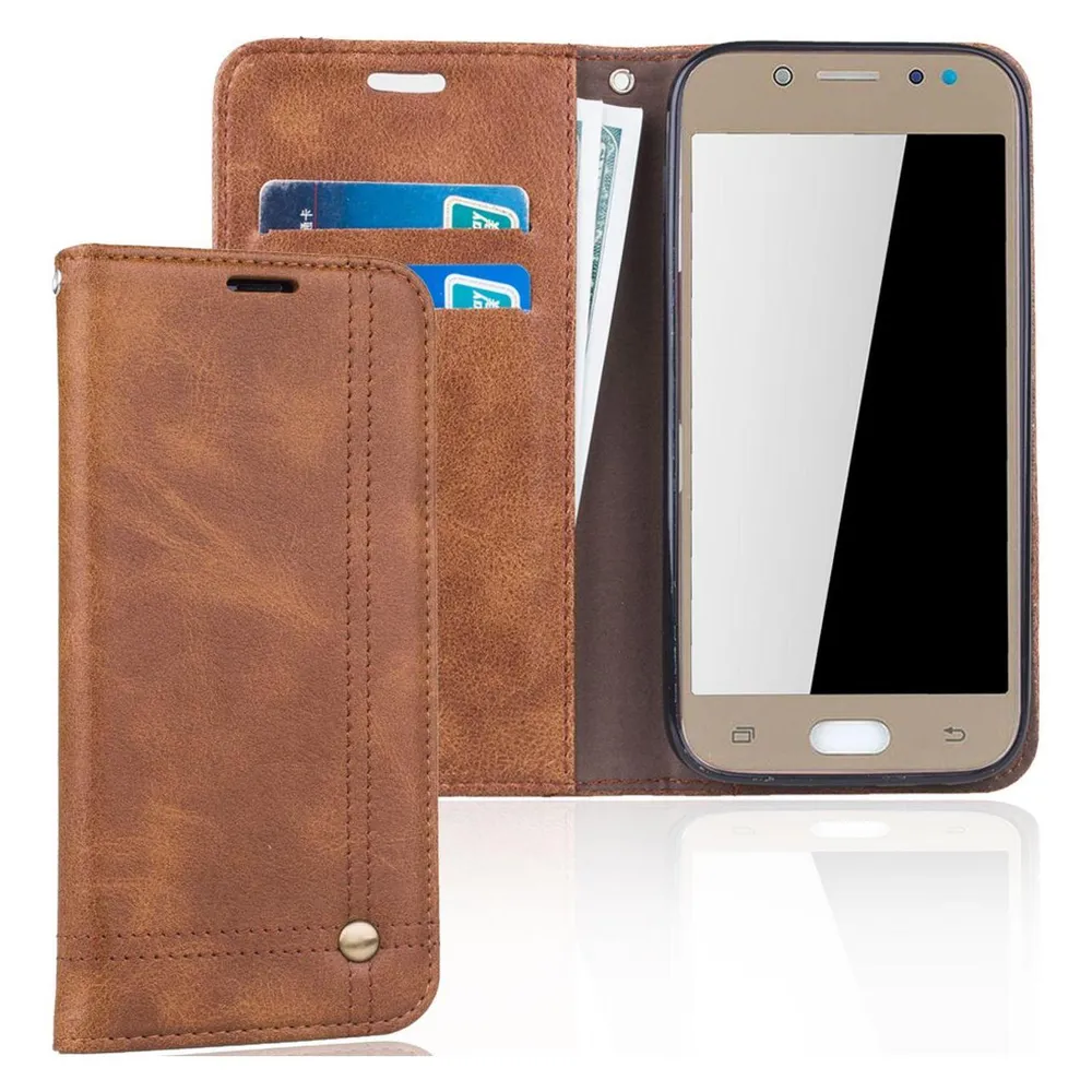 König Design Handyhülle für Samsung Galaxy J5 (2017) Schutztasche Wallet Cover 360 Case Braun (Samsung Galaxy J5 (2017))