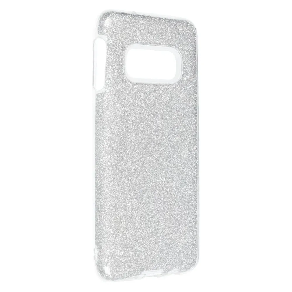 König Design Handyhülle für Samsung Galaxy S10e Schutzcase Cover Bumper Schale Glitzer Silber