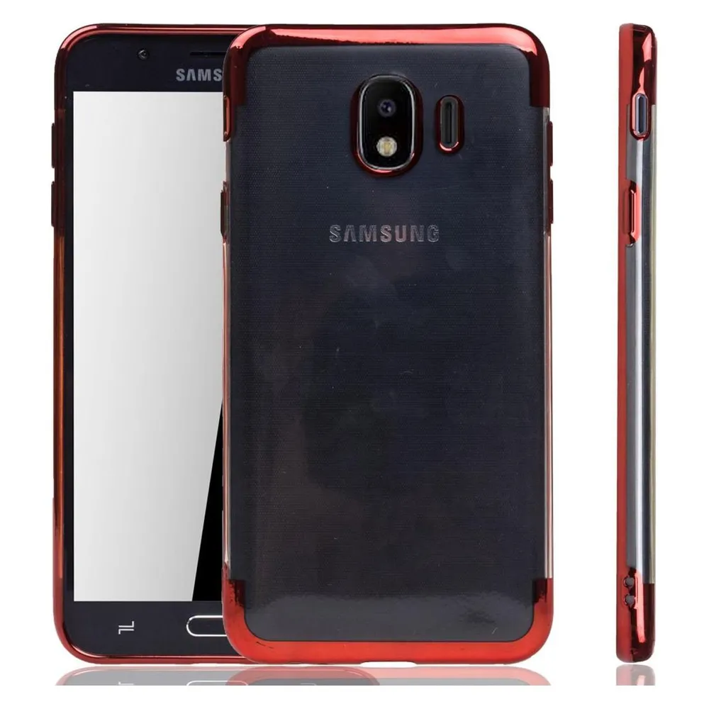 König Design Handyhülle für Samsung Galaxy J4 Schutzcase Backcover Bumper Etuis Rahmen Rot