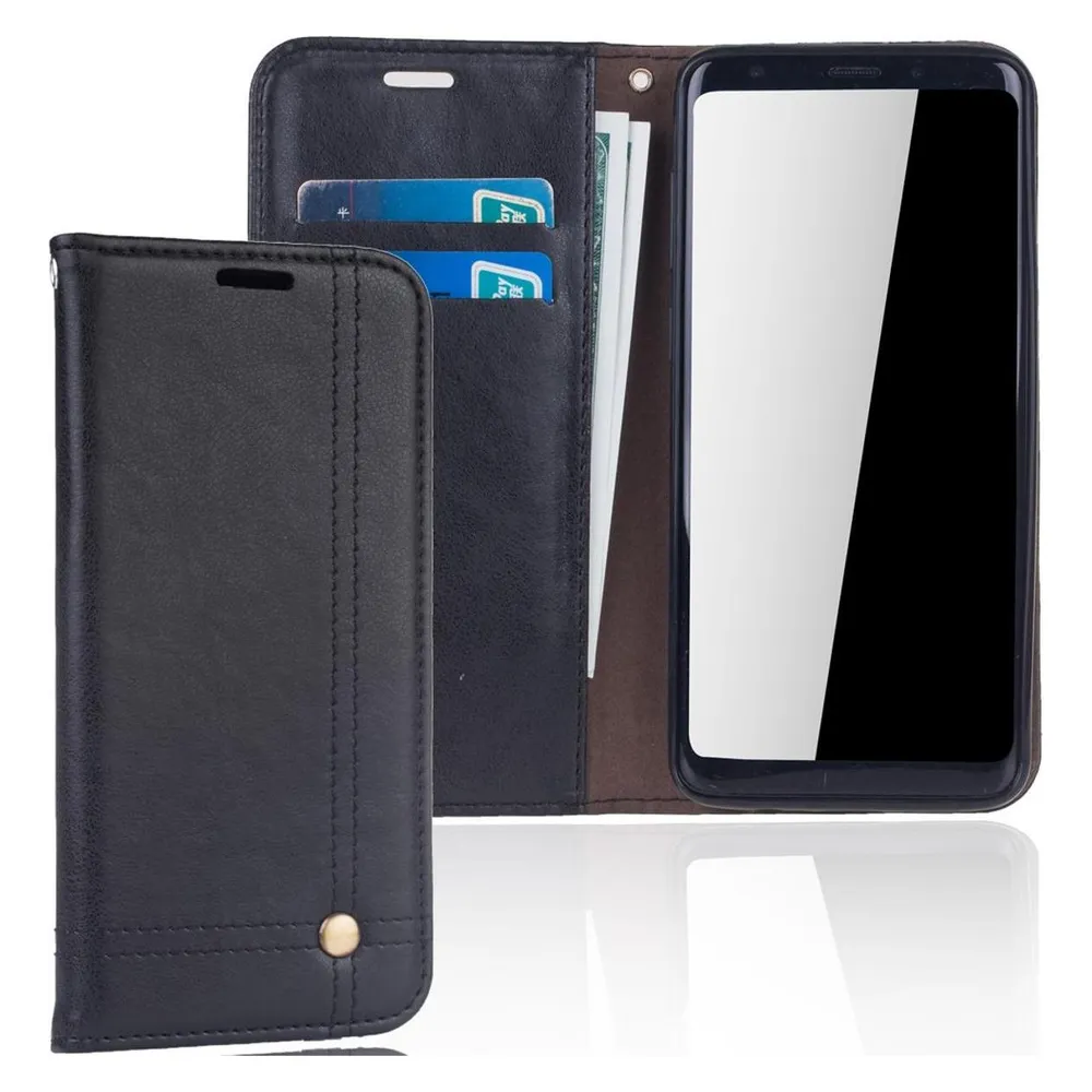 König Design Handyhülle für Samsung Galaxy S9 Schutztasche Wallet Cover 360 Case Etui Schwarz (Samsung Galaxy S9)