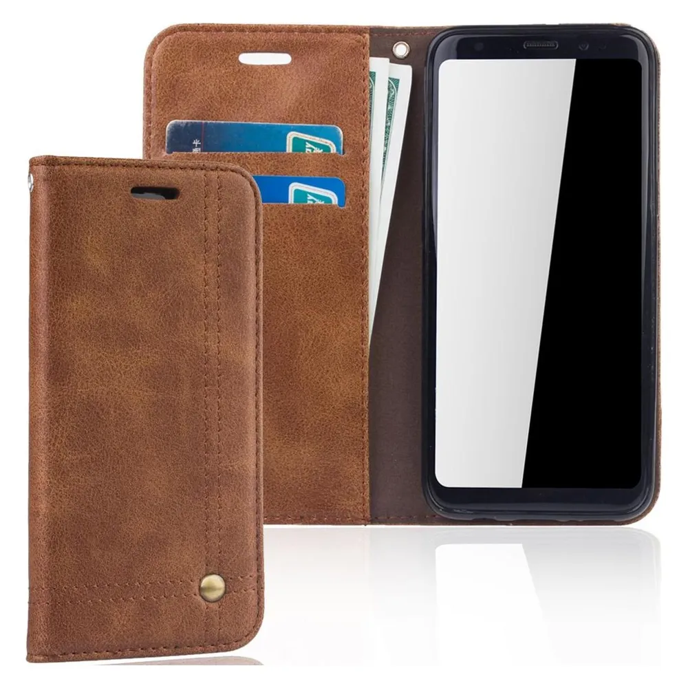 König Design Handyhülle für Samsung Galaxy S8 Schutztasche Wallet Cover 360 Case Etuis Braun