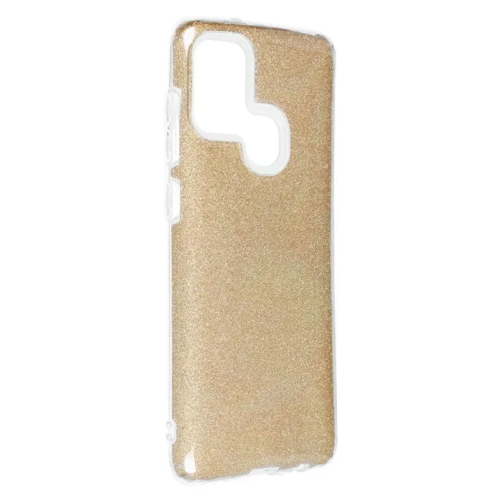 König Design Handyhülle für Samsung Galaxy A21s Schutzcase Cover Bumper Schale Glitzer Gold
