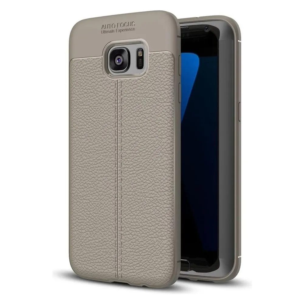 König Design Handyhülle für Samsung Galaxy S6 Edge Schutztasche Wallet Cover 360 Case Grau