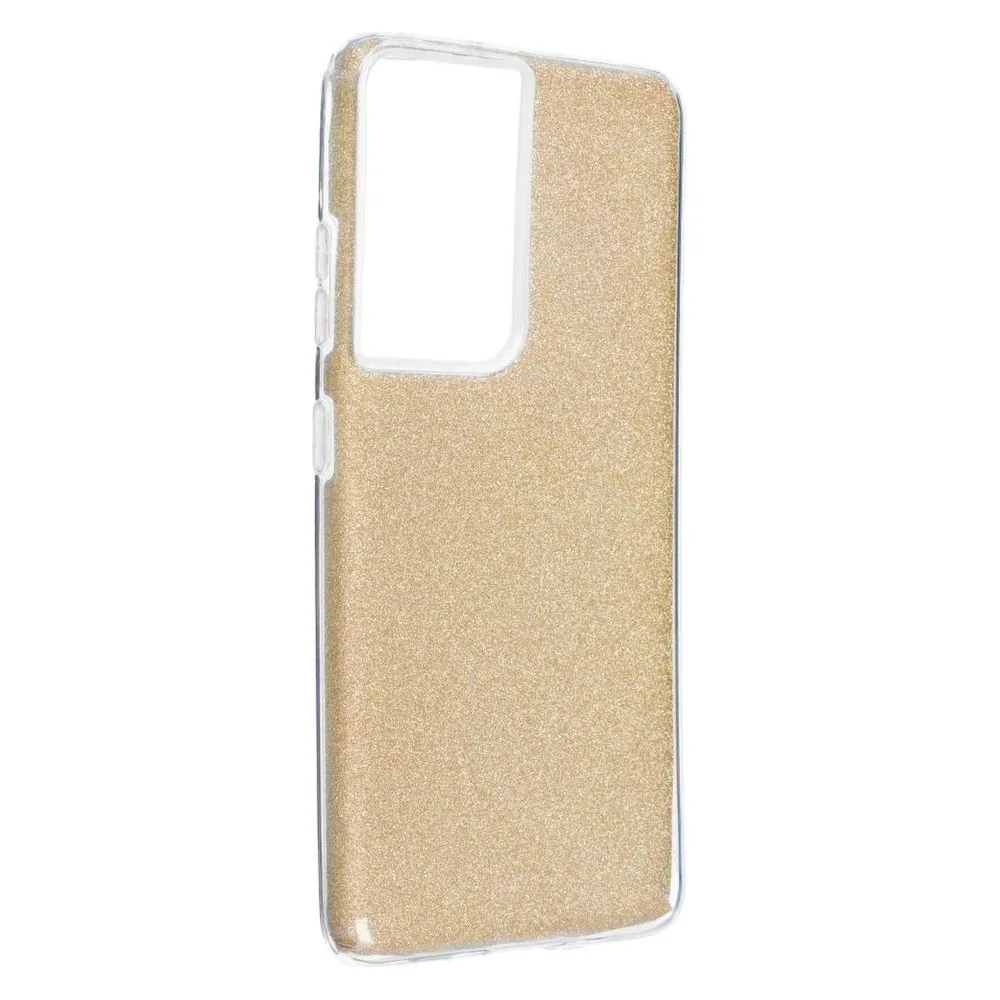 König Design Handyhülle für Samsung Galaxy S21 Ultra Schutzcase Cover Bumper Glitzer Gold Neu