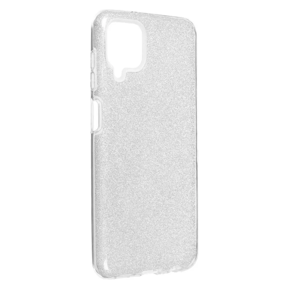 König Design Handyhülle für Samsung Galaxy A12 Schutzcase Cover Bumper Schale Glitzer Silber