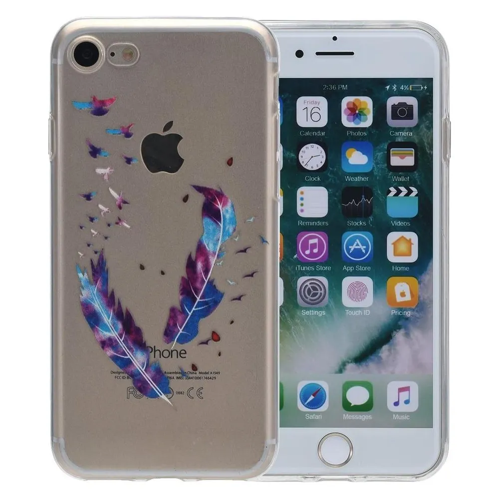 König Design Henna Cover für Apple iPhone 6 / 6s Case Schutz Hülle Rahmen Silikon Federn Bunt
