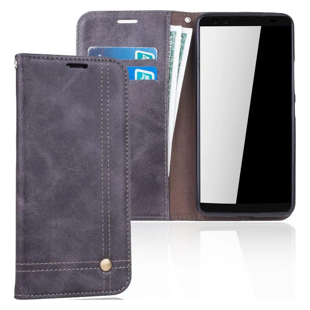König Design HTC U12 Handy Hülle Schutz Tasche Case Flip Cover Wallet Schale Etuis Grau