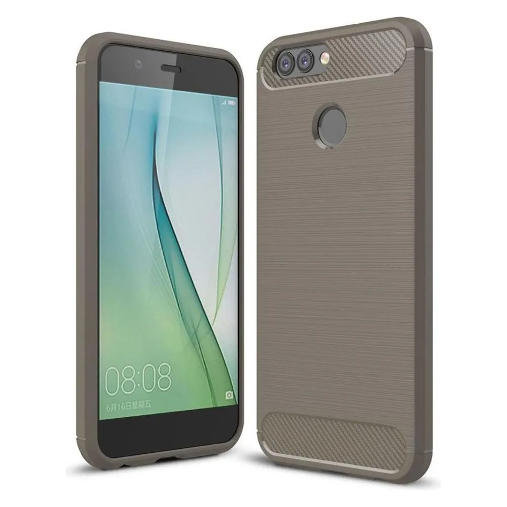 König Design Huawei Nova 2 Plus TPU Case Carbon Fiber Optik Brushed Motiv Schutz Hülle Grau