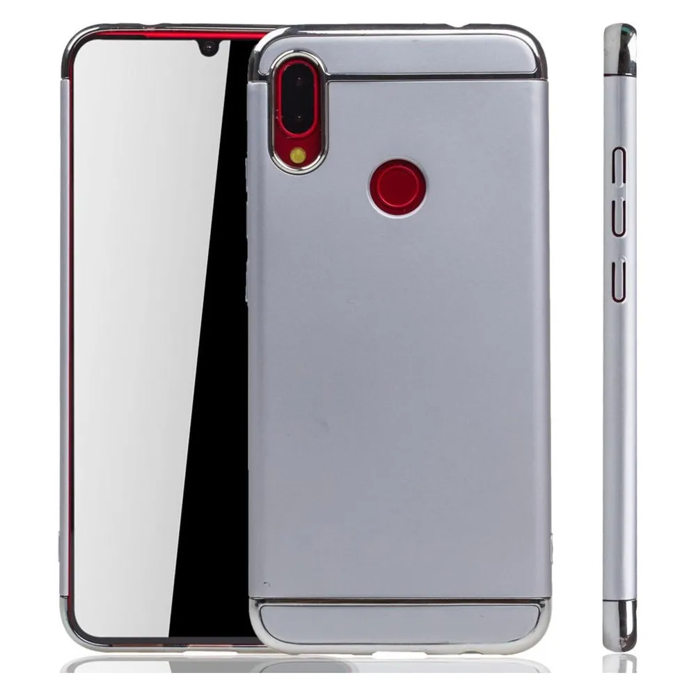 König Design Huawei P Smart 2019 Hülle Case Handy Cover Schutz Tasche Schutzhülle Etui Silber (Huawei P Smart (2019))