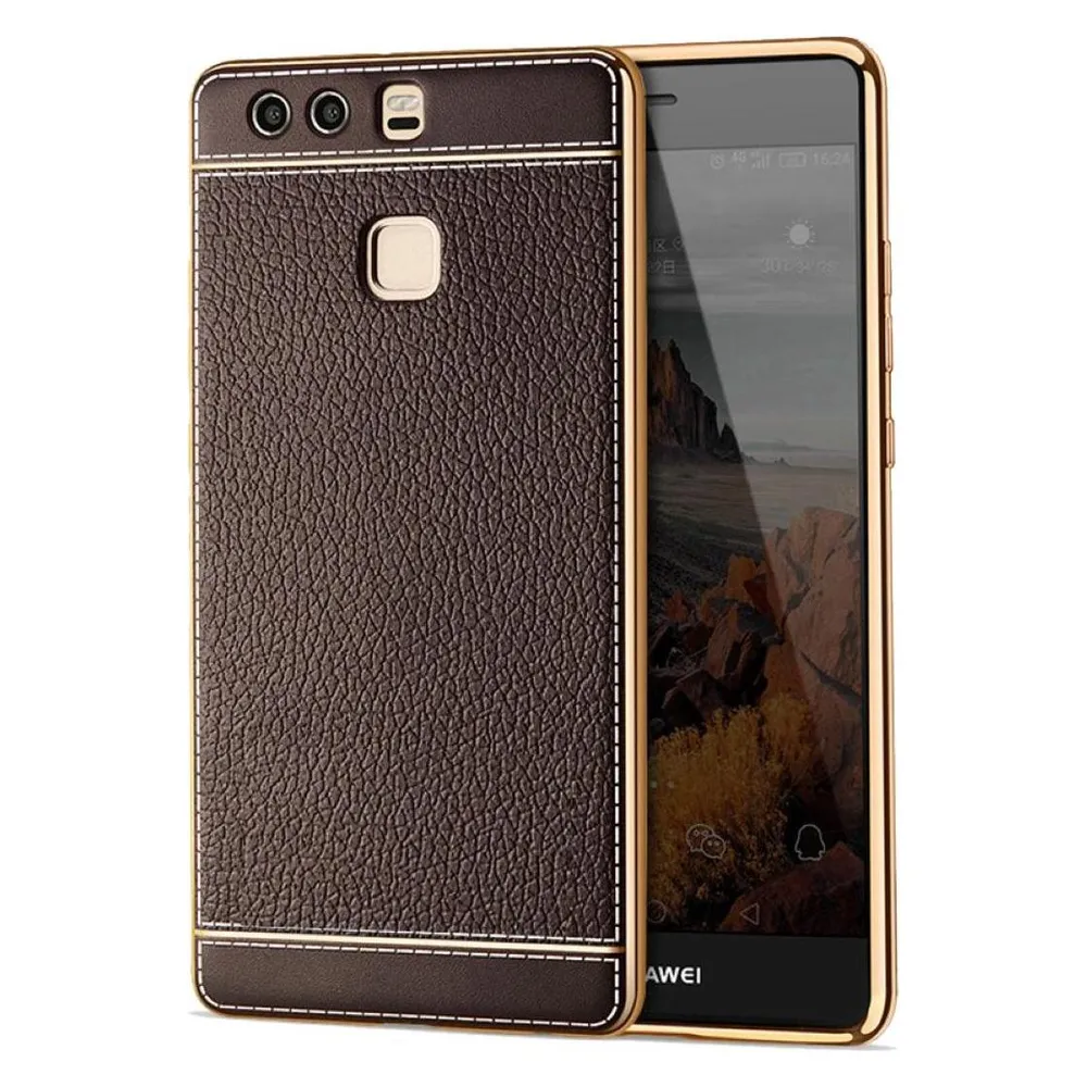 König Design Huawei P10 Handy Hülle Schutz Case Chrom Back Cover Ultra Slim Bumper Coffee
