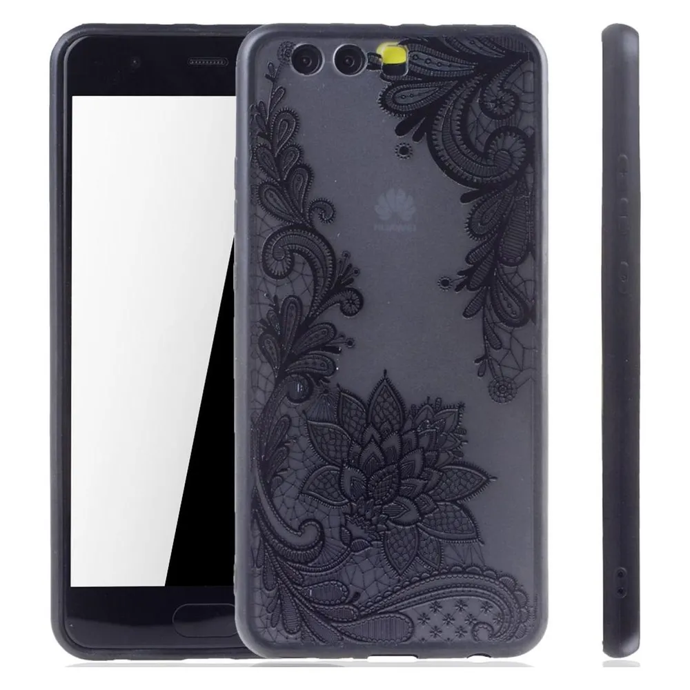 König Design Huawei P10 Plus Handy Hülle Mandala Case Schutzhülle Bumper Motiv Blüte Schwarz