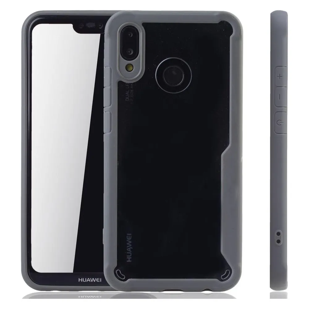 König Design Huawei P20 Lite Hybrid Editon Handy Hülle Schutz Case Cover Etuis Bumper Grau