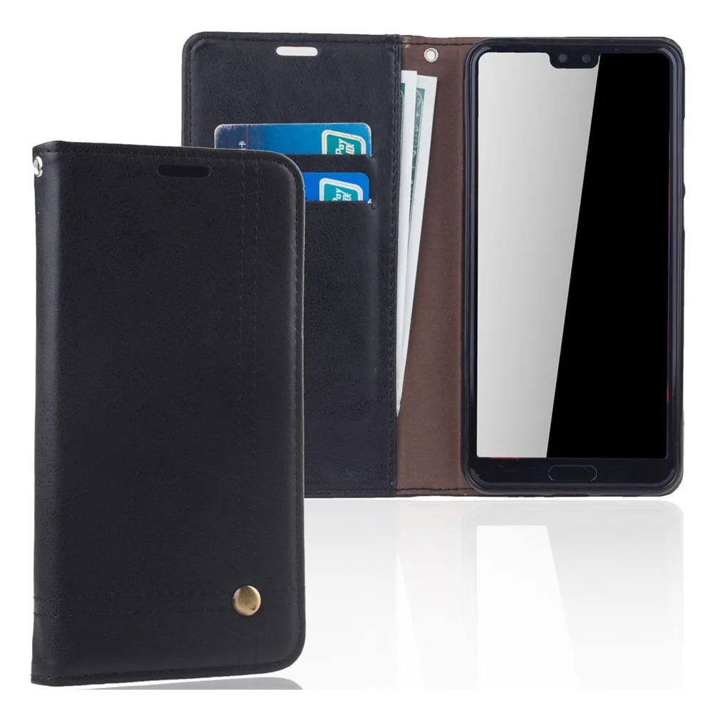 König Design Huawei P20 Pro Handy Hülle Schutz Tasche Case Flip Cover Wallet Schale Schwarz