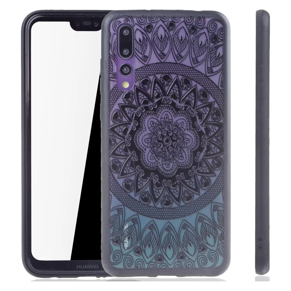 König Design Huawei P20 Pro Handy Hülle Schutz Cover Hard Case Mandala Etuis Kreis Schwarz