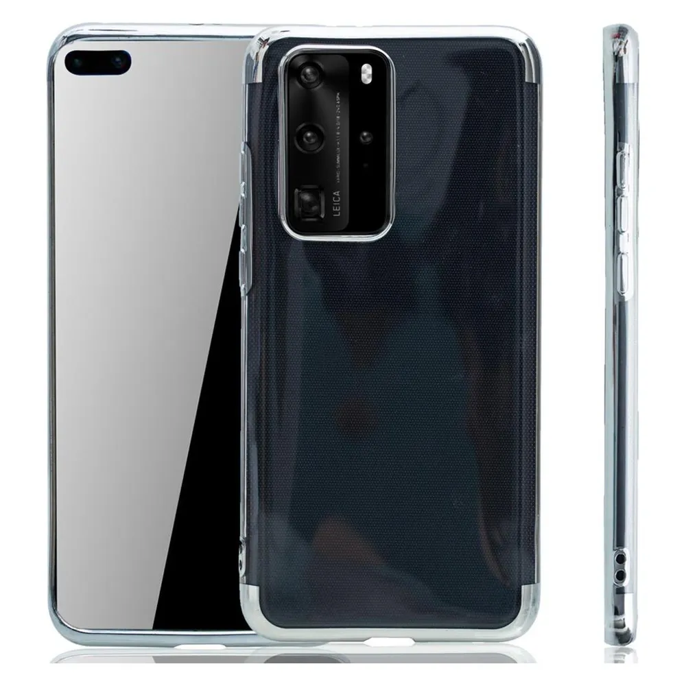 König Design Huawei P40 Hülle Case Handy Cover Schutz Tasche Schutzhülle Bumper Etui Silber