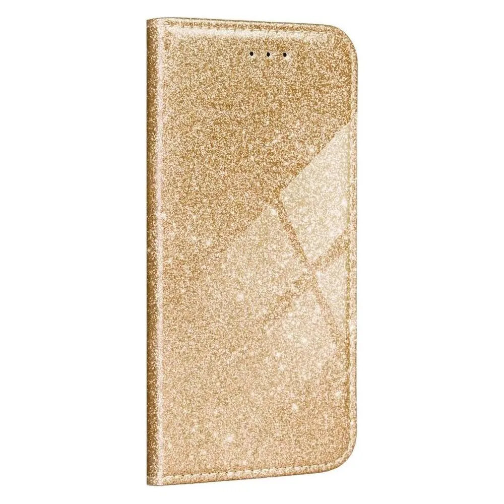 König Design Huawei P40 Lite E Handyhülle Schutztasche Blumen Etuis Wallet Glitzer Gold Neu