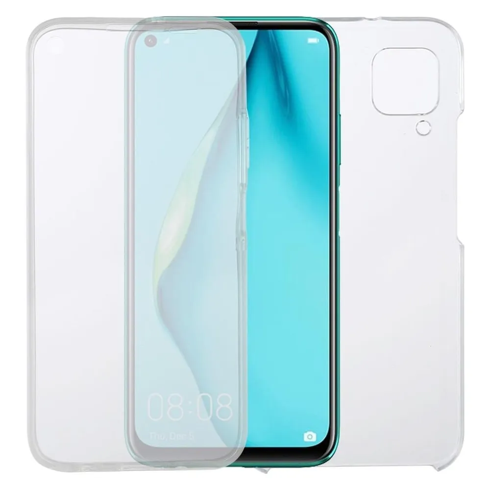 König Design Huawei P40 Lite Hülle Case 360 Handy Schutz Tasche Cover Full TPU Transparent