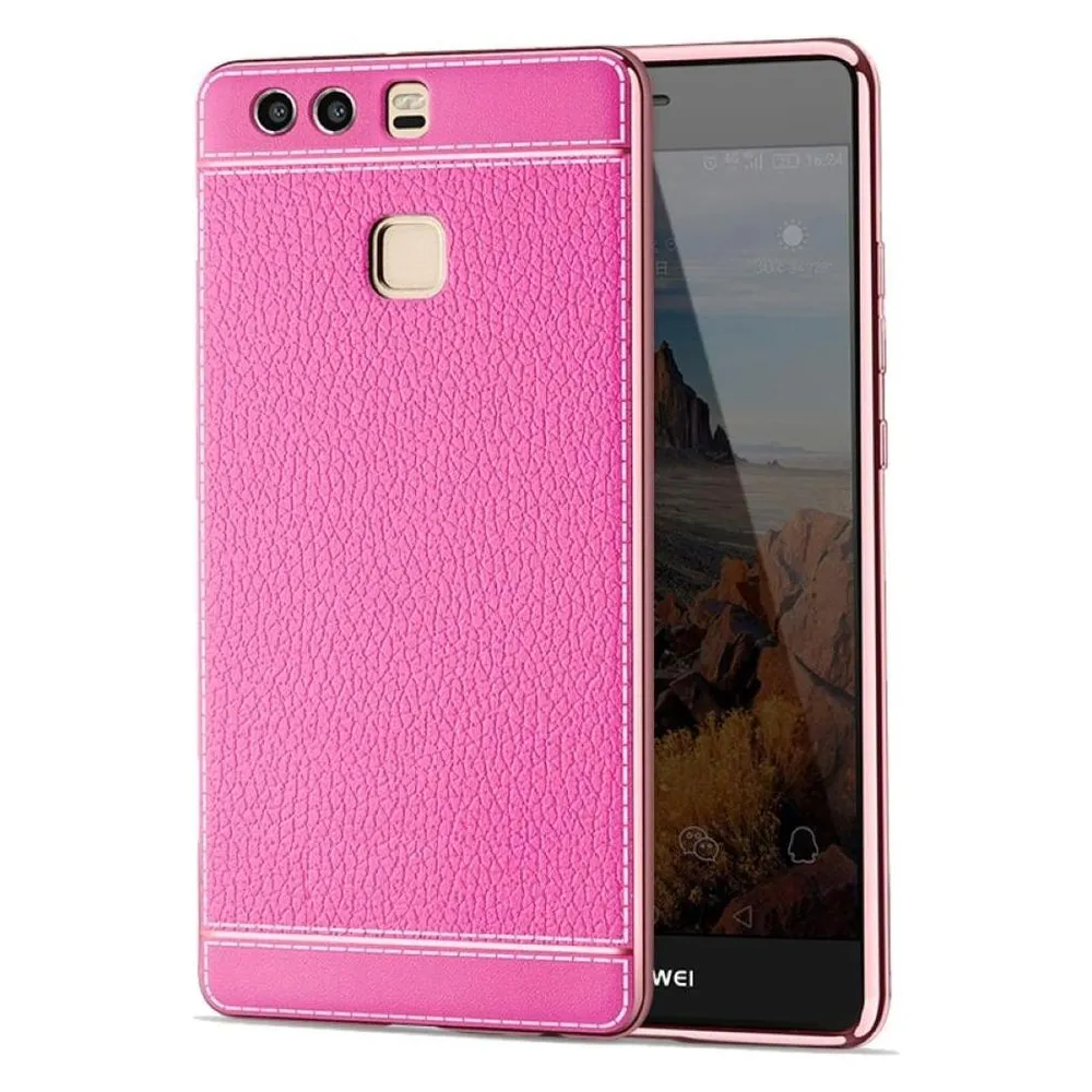 König Design Huawei P9 Lite Handy Hülle Schutz Case Chrom Back Cover Ultra Slim Bumper Pink