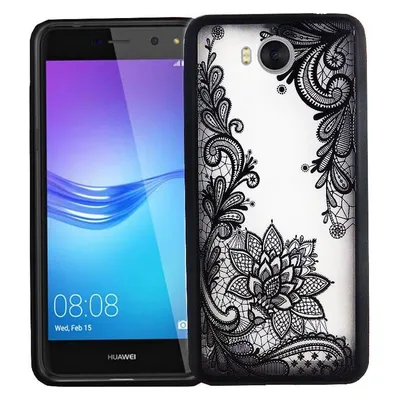 König Design Huawei Y5 2017 Handy Hülle Mandala Case Schutzhülle Motiv Etui Blüte Schwarz Neu (Huawei Y5 (2017))