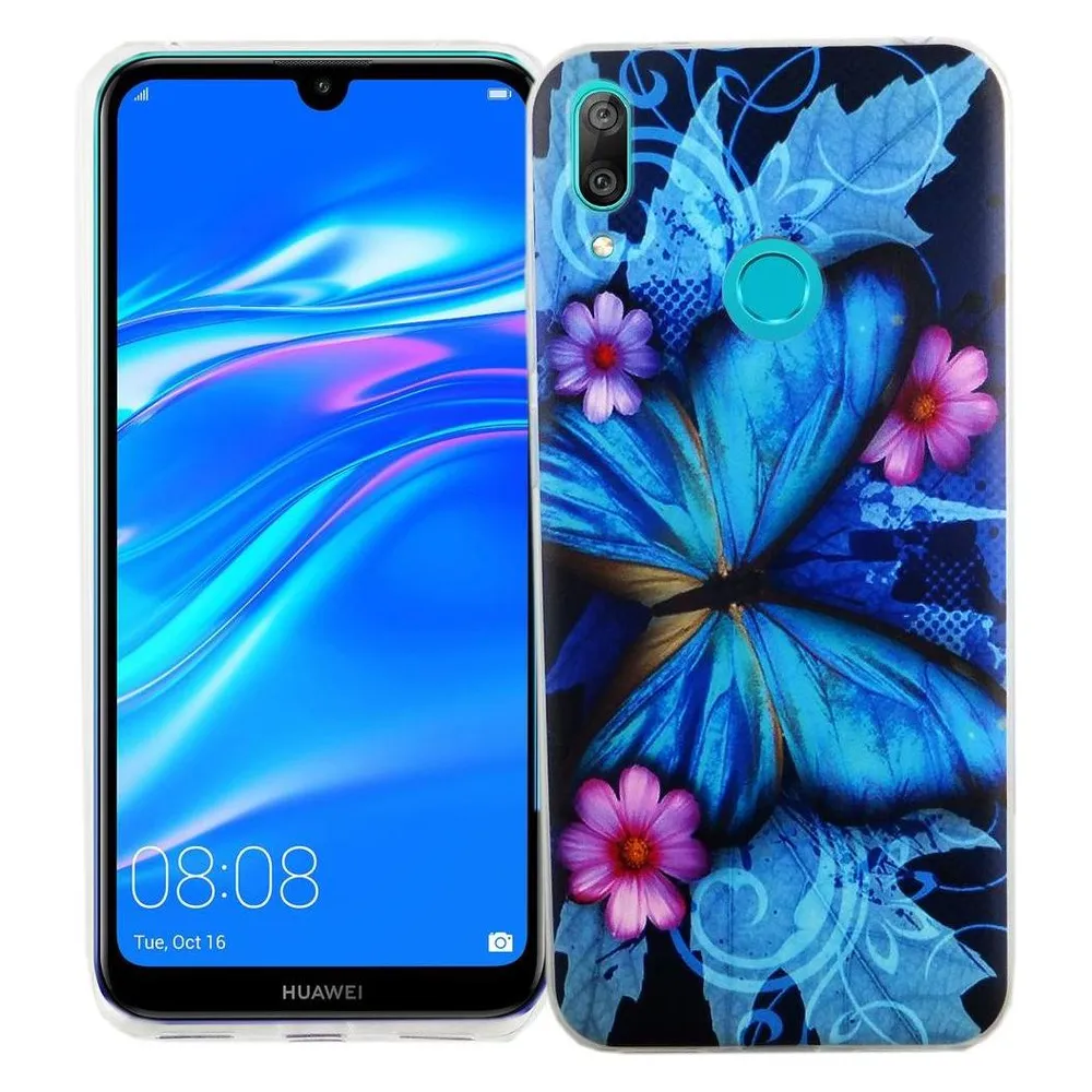 König Design Huawei Y7 2019 Hülle Case Handy Cover Schutz Tasche Schutzhülle Bumper Etui Blau (Huawei Y7 (2019))