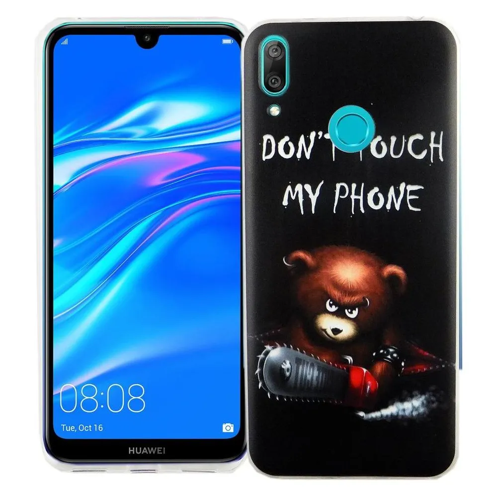 König Design Huawei Y7 2019 Hülle Case Handy Cover Schutz Tasche Schutzhülle Bumper Schwarz (Huawei Y7 (2019))