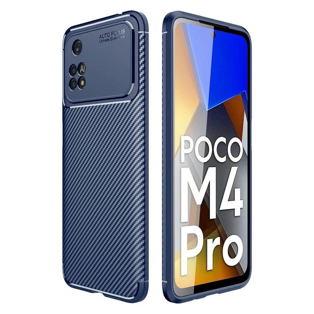 König Design Hülle Handy Schutz für Xiaomi Poco M4 Pro Case Cover Tasche Carbon Etuis Bumper (Xiaomi Poco M4 Pro)