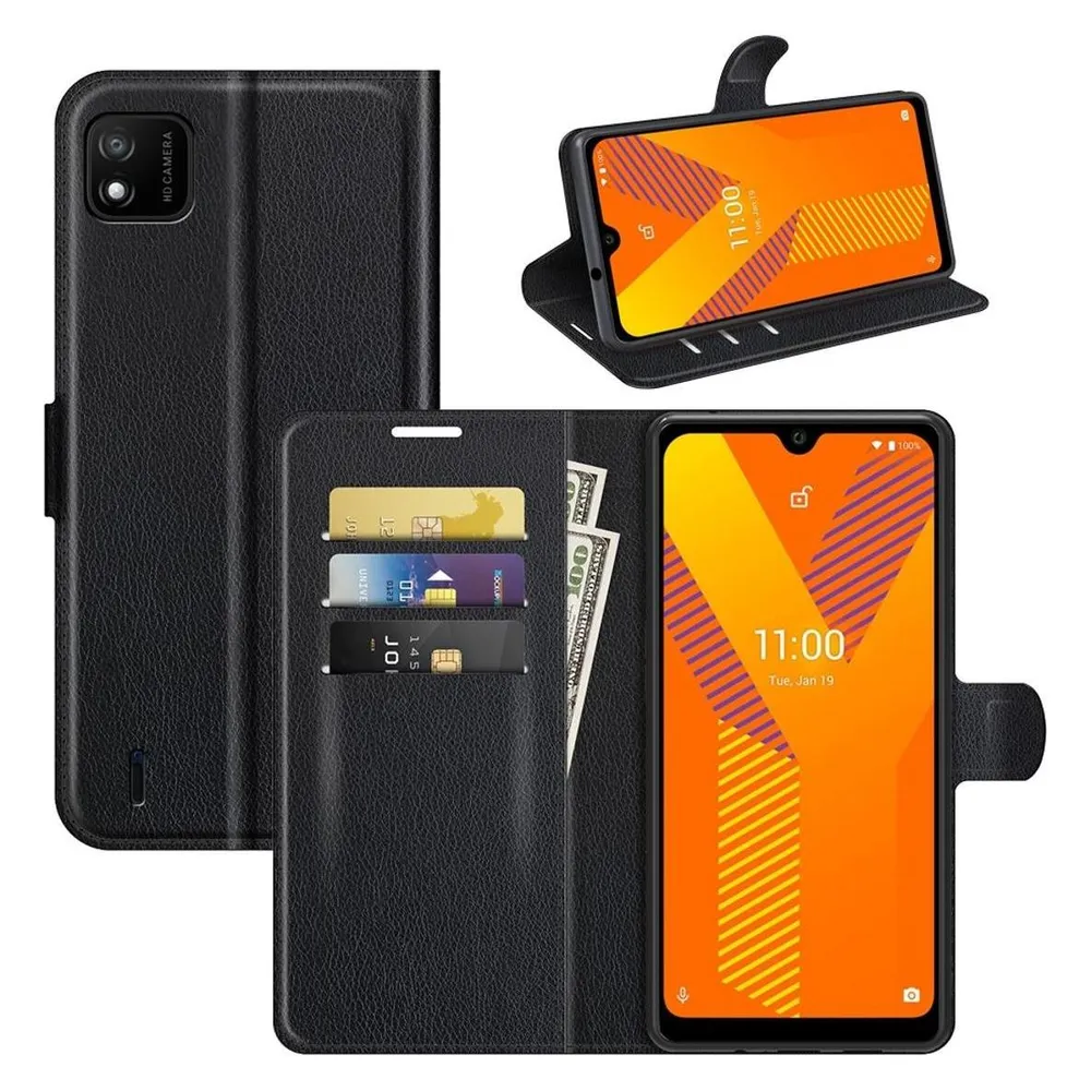 König Design Hülle Handy Schutz für Wiko Y62 Case Flip Cover Tasche Etuis Bumper Schwarz Neu (Wiko Y62)