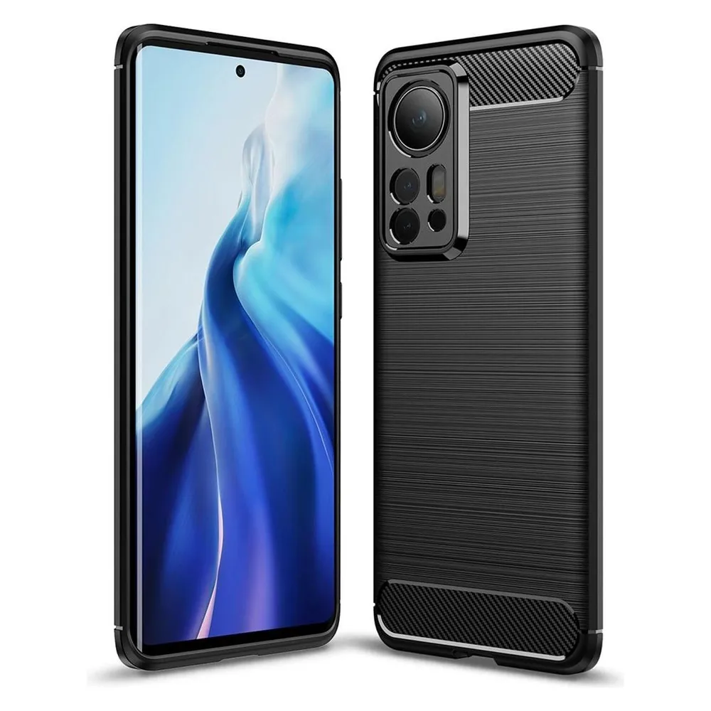 König Design Hülle Handy Schutz für Xiaomi Mi 12 Pro Case Cover Tasche Etuis Bumper Carbon (Xiaomi 12 Pro)
