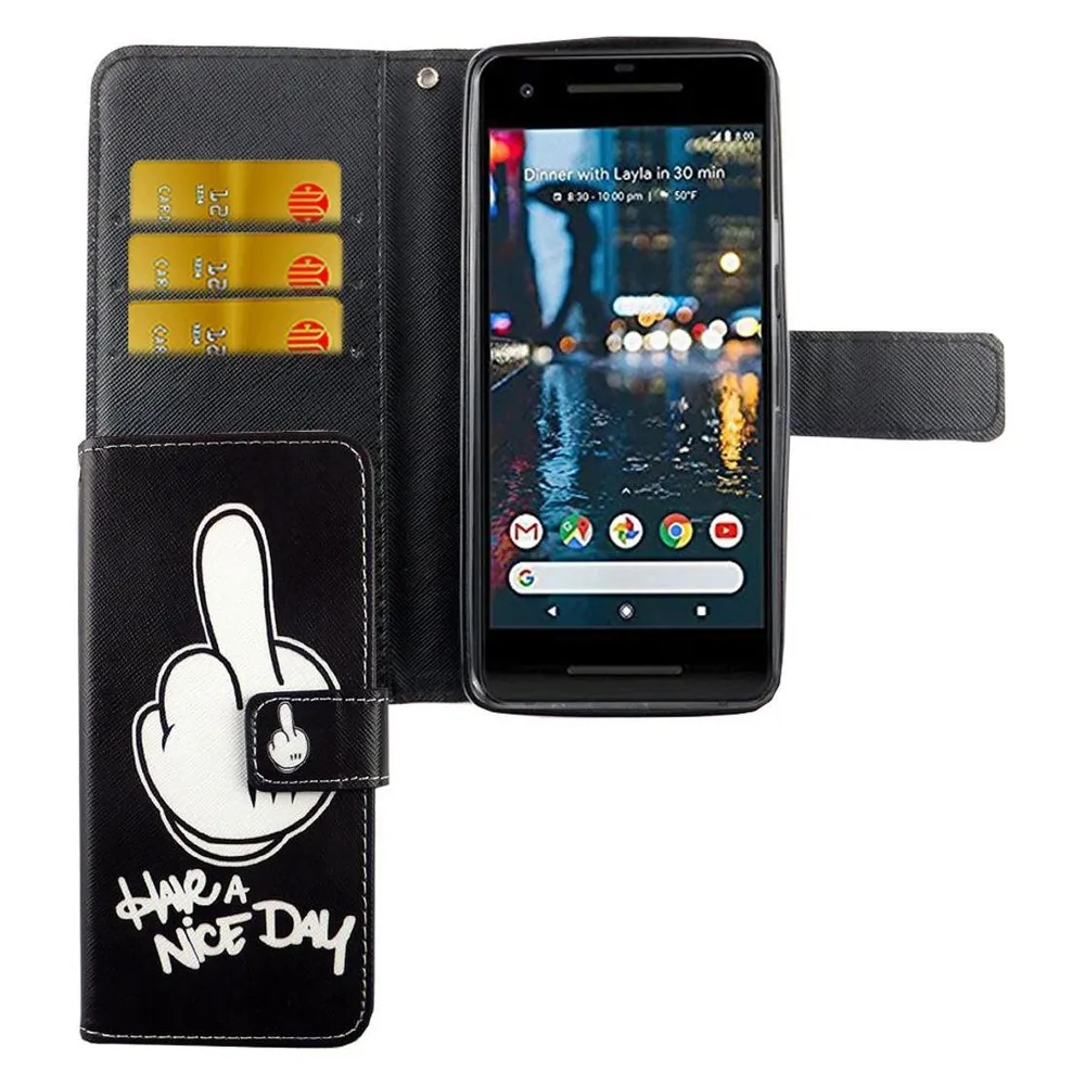 König Design Hülle Handy Schutz für Google Pixel 2 Case Cover Tasche Wallet Etui Handyhülle (Google Pixel 2)