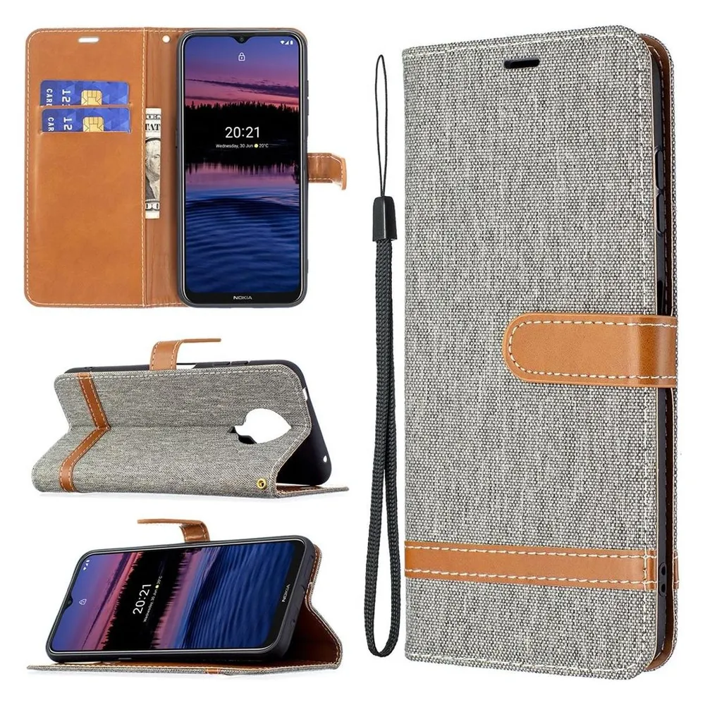 König Design Hülle Handy Schutz für Nokia G10 G20 Case Flip Cover Tasche Etuis Bumper Grau (Nokia G10, Nokia G20)