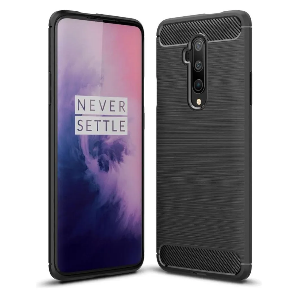 König Design Hülle Handy Schutz für OnePlus 7T Pro Case Cover Bumper Carbon Optik Schwarz