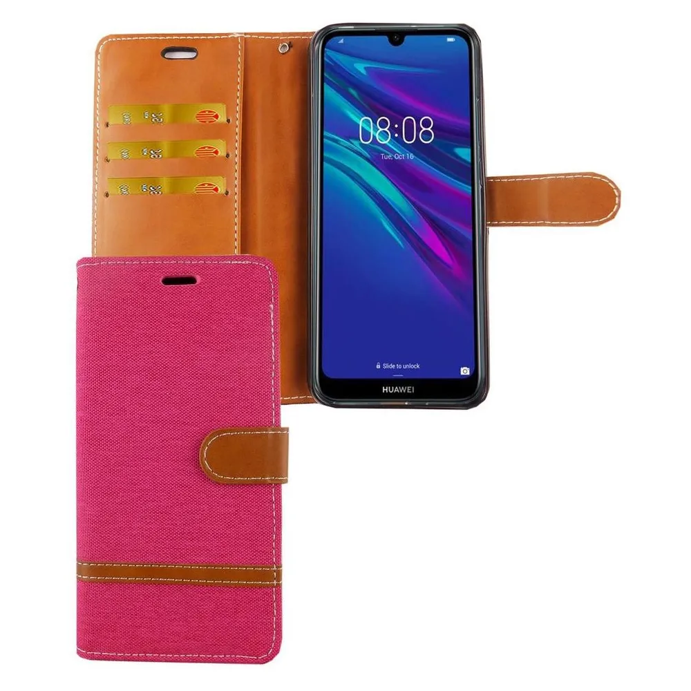 König Design Hülle Handy Schutz für Huawei Y6 (2019) Case Cover Tasche Wallet Etui Handyhülle (Huawei Y6 (2019))